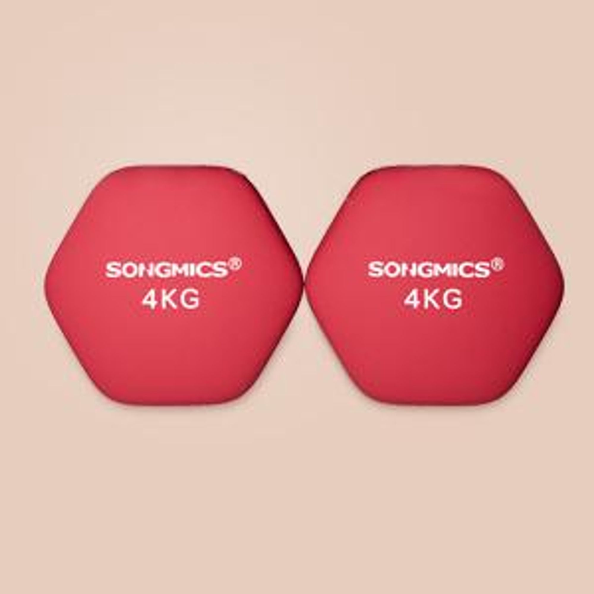 SONGMICS Hanteln, 2er Set, 2 x 4 kg, Hantelset, Kurzhanteln, Hexagon, Neopren-Beschichtung, Krafttraining, Workout, Fitnesstraining, für Zuhause