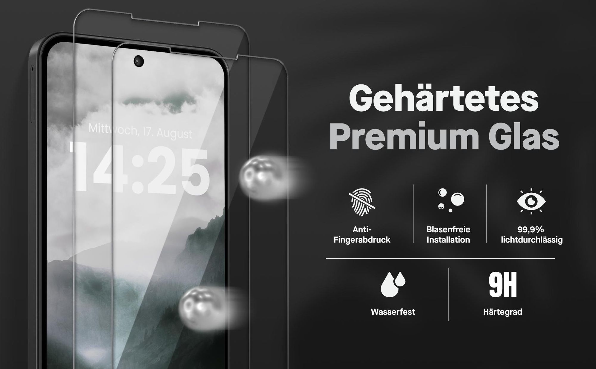 2x Displayschutz aus 9H Glas für Samsung Galaxy A27 5G in passgenauem Design