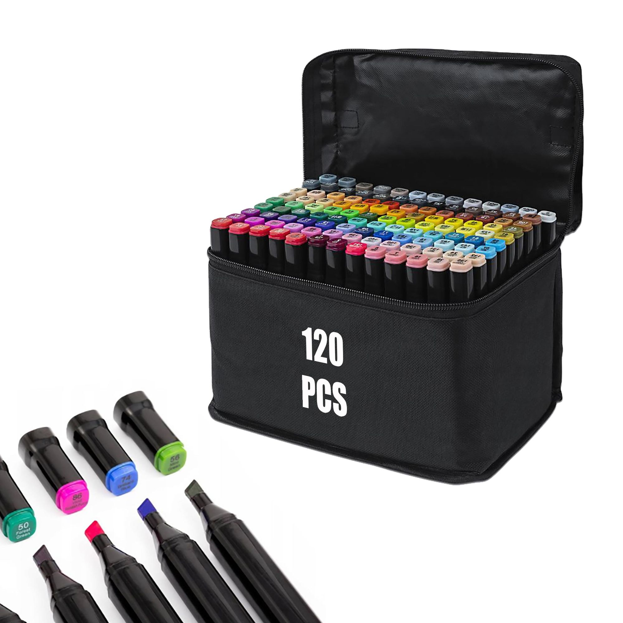 120 farbige Graffiti-Skizzenstifte, fettige Markfarben, Markerstifte Doppelseitiges Marker-Set, Alkoholmarker