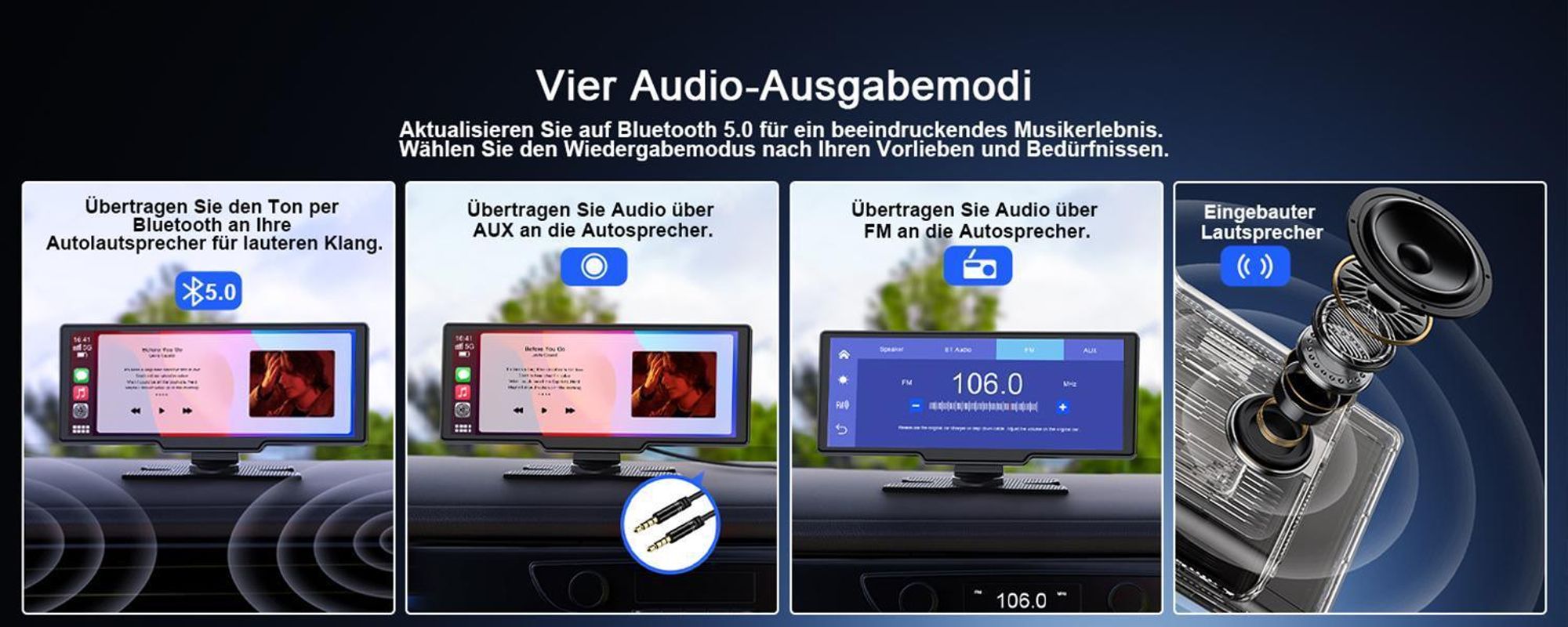 9.26 Zoll Carplay Display mit 2.5K Dashcam Auto Vorne,1080P Rückfahrkamera, Wireless A-pple Carplay Android Auto, Mirror Link