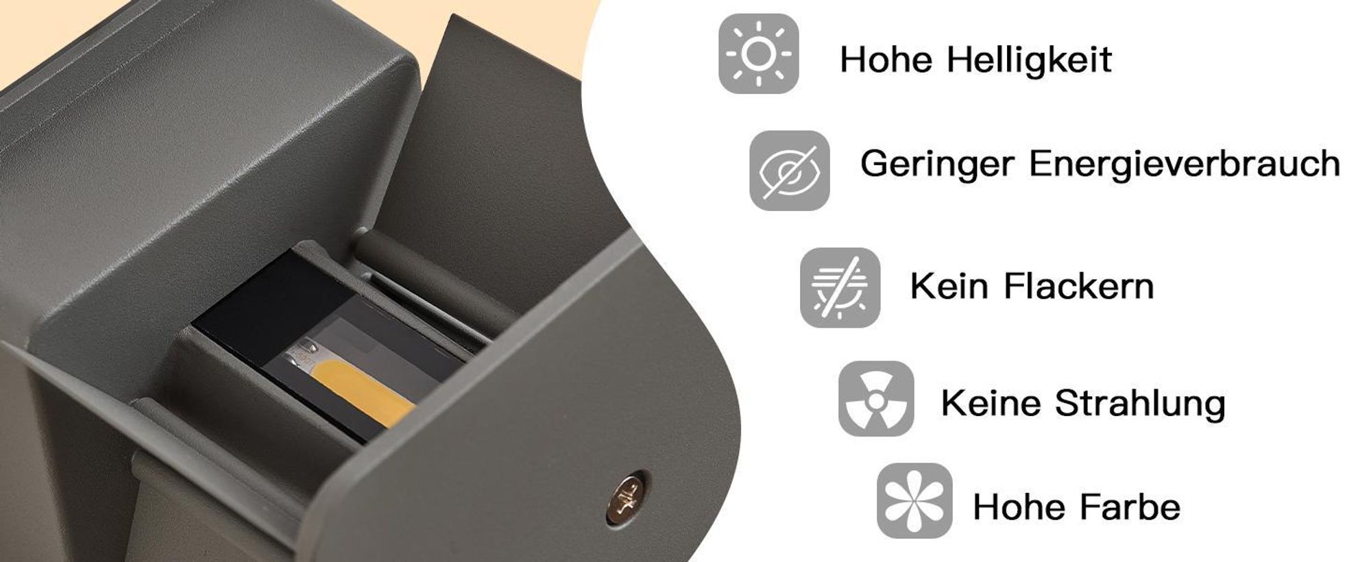 ZMH 2 Stück LED Wandleuchte Aussen 5W Grau Wandlampe Warmweiß Up Down Außenleuchte IP65 Wasserdicht Außenlampe Treppenhaus Hauswand Aussenlampe Flur