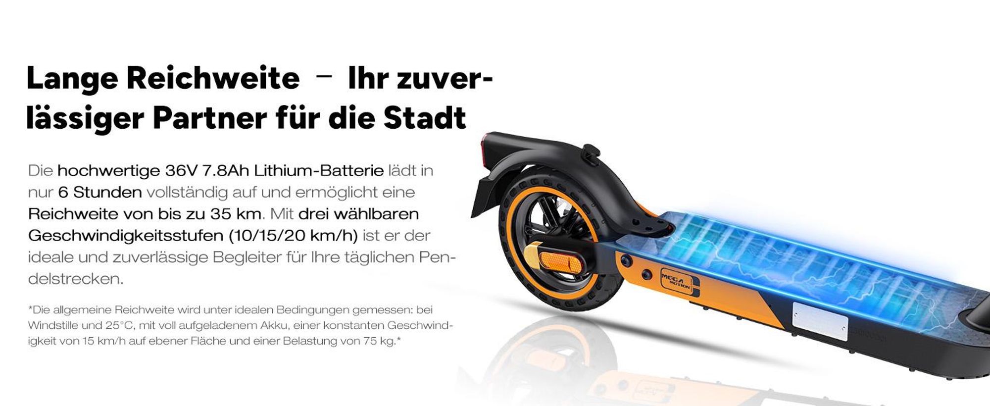 MEGA MOTION E-Scooter mit Straßenzulassung, Elektroroller mit 400W Motor, APP, max Speed 20KM/H, 7,8AH Batterie, 15KG Gewicht, faltbar, Duales Bremsen