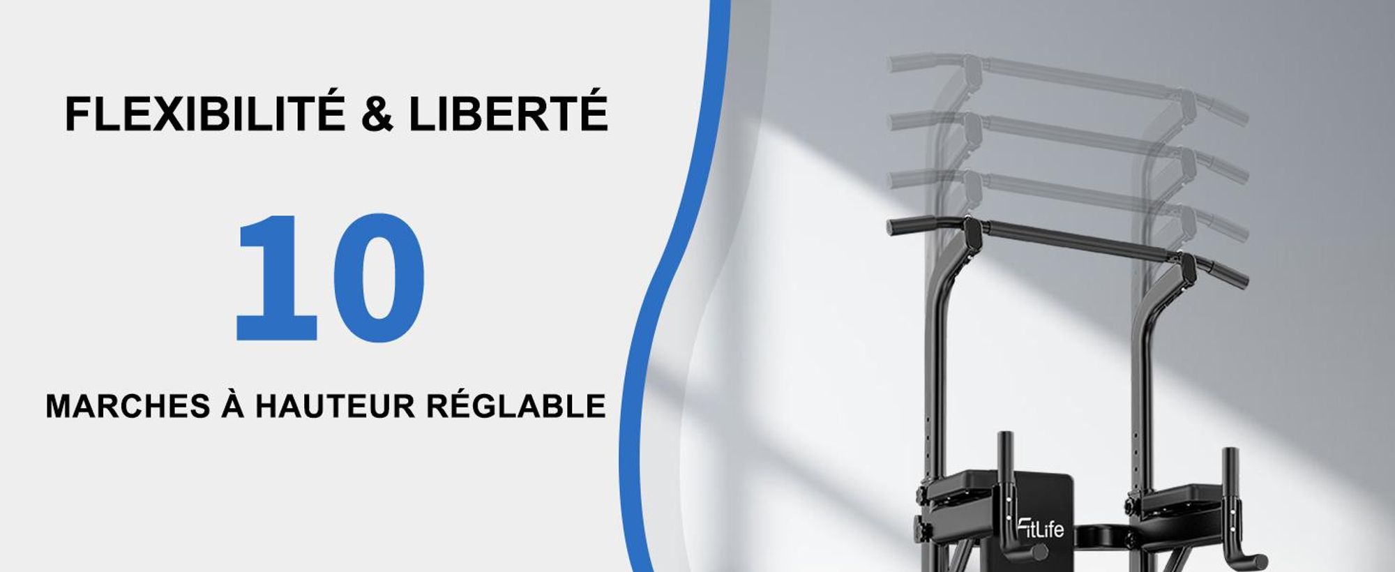 DH FitLife Power Tower Dip Station – Station de Musculation avec Barre de Traction et Barres de Dip pour Entraînement à Domicile