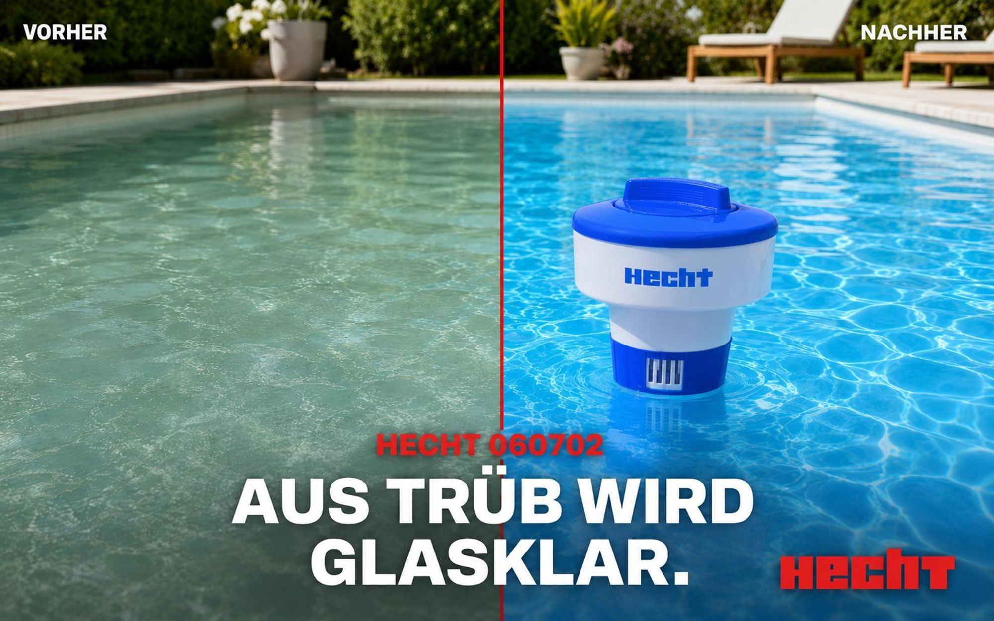 HECHT 060702 Chlor Dosierspender Chlorschwimmer | 20 bis 200 g | Dosierschwimmer Chlordosierer