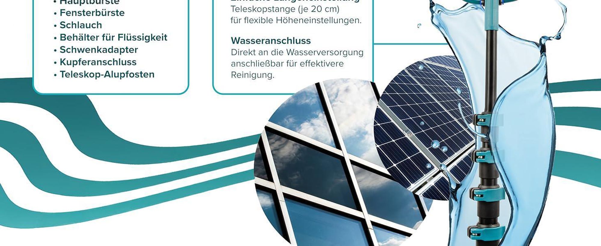 Teleskopische Reinigungsbürste 4,6 m – Ideal für Solaranlagen, Terrassenüberdachungen und Photovoltaik