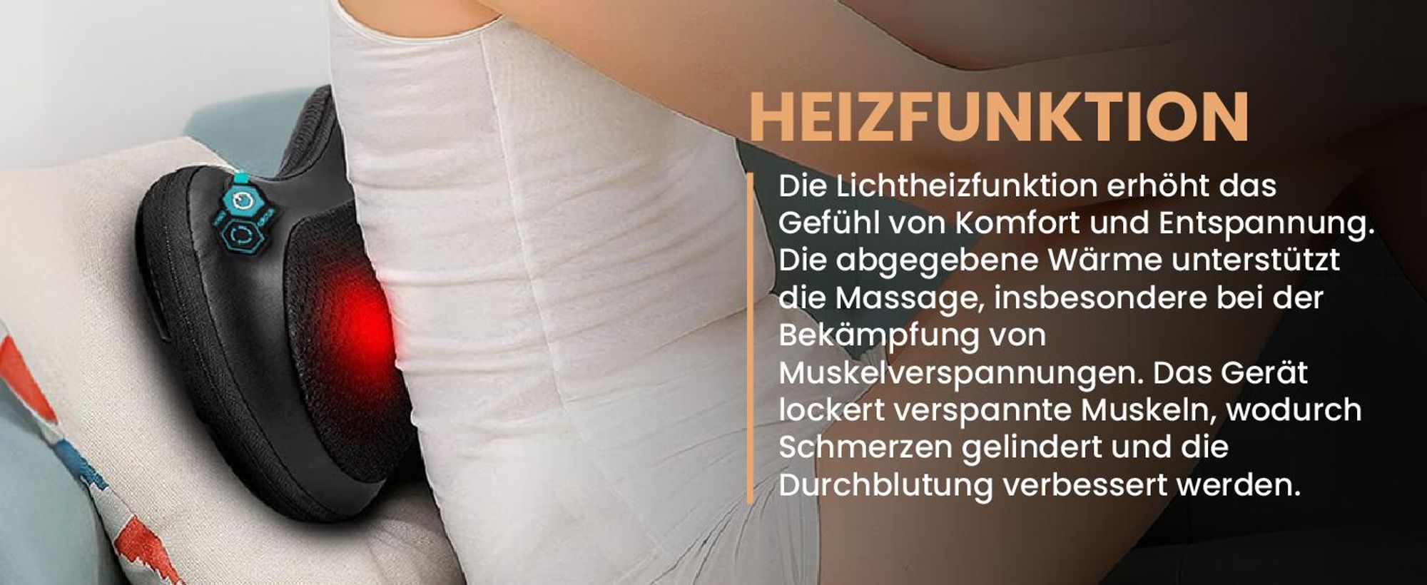 Massagekissen Rücken Nacken Körper Shiatsu wärmende Rückenmassagegerät für Büro Auto
