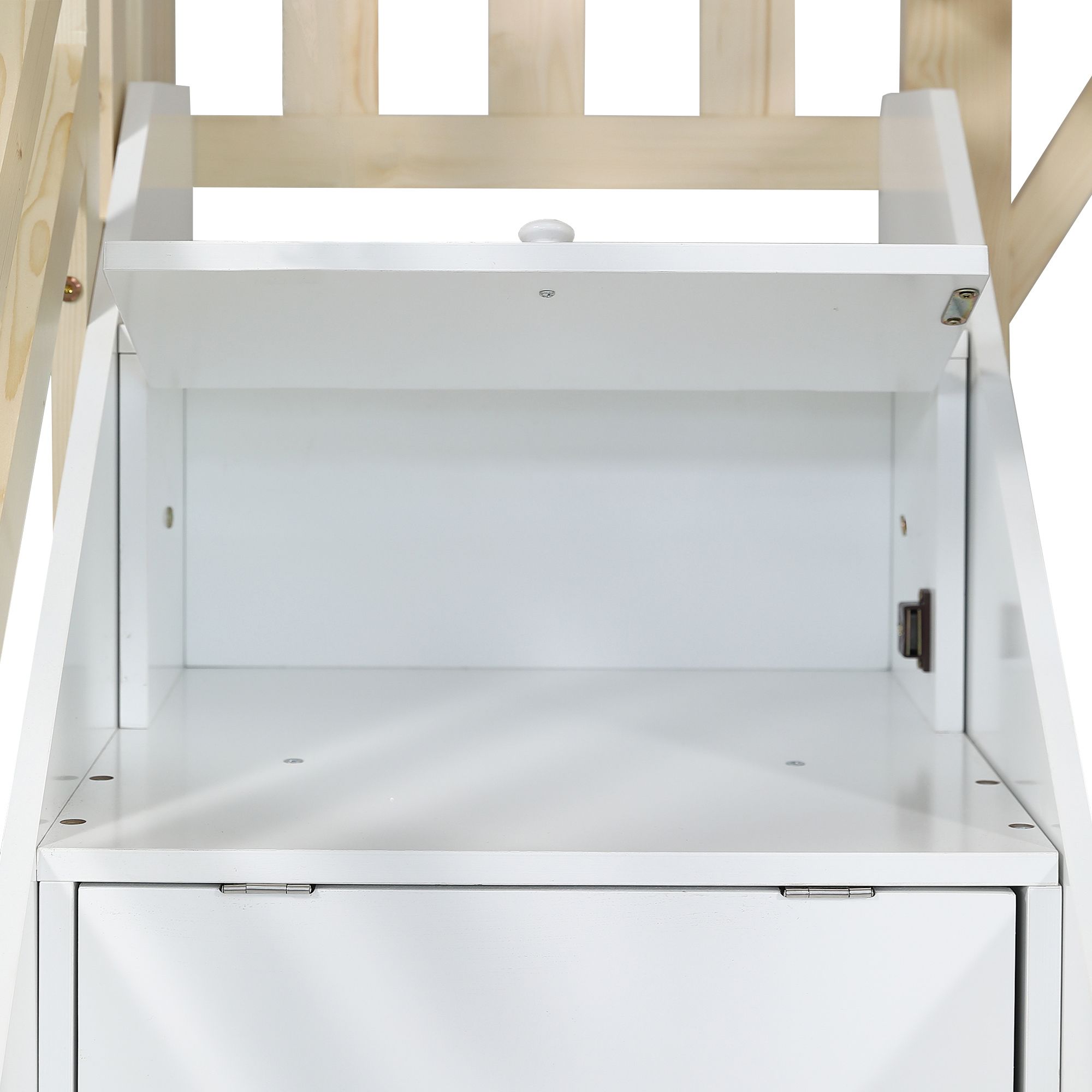 Flieks Etagenbett 90x200cm mit Kreidetafel, Kinderbett Hausbett mit Regal und Rausfallschutz, Hochbett Stockbett mit Lattenrost, Einzelbett Holzfarbe