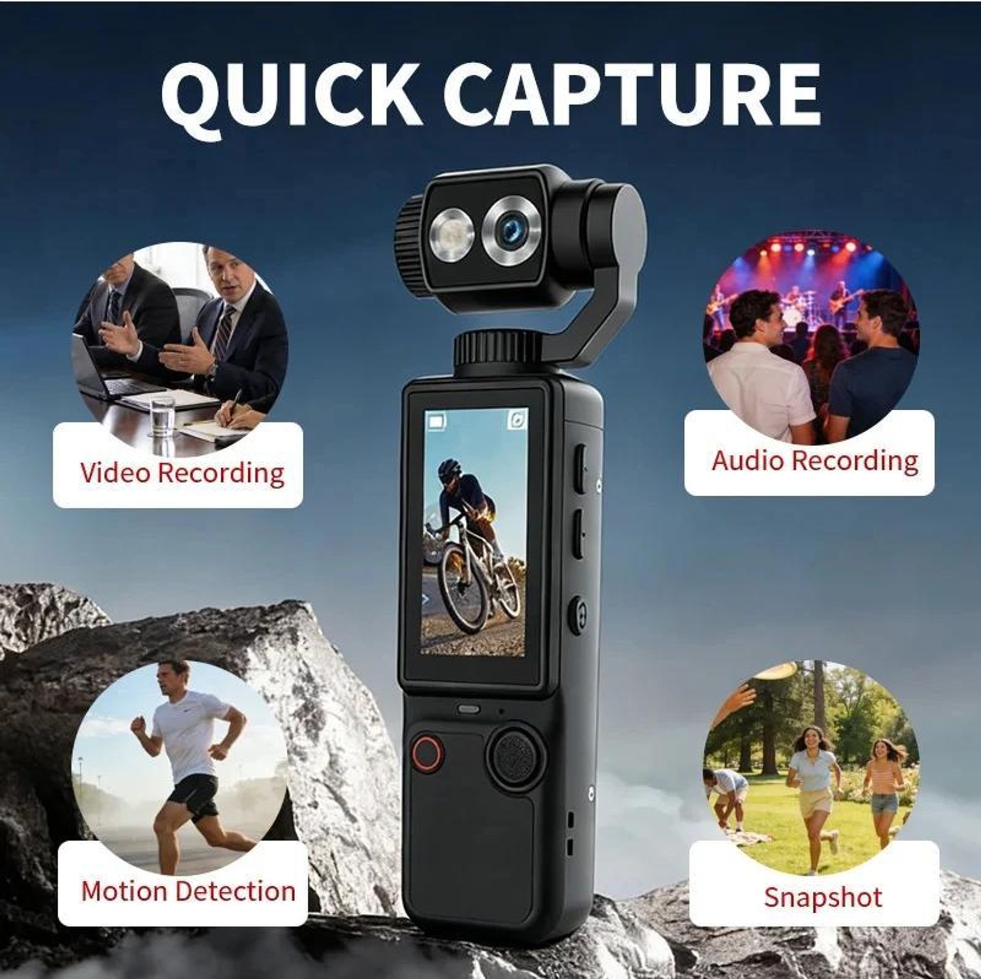 4K HD WLAN Sport Wearable Kamera Handkamera Reise und Fahrrad-Dashcam, Mini-Sportkamera für Motorrad und Vlogging, schwarz