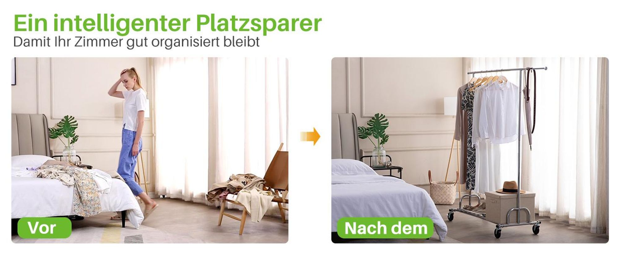 HOKEEPER Kleiderständer mit Einlegeböden, Kapazität 204kg, Kleiderstange auf Rädern, Tragbarer Garderobenständer zum Aufhängen,Chrome