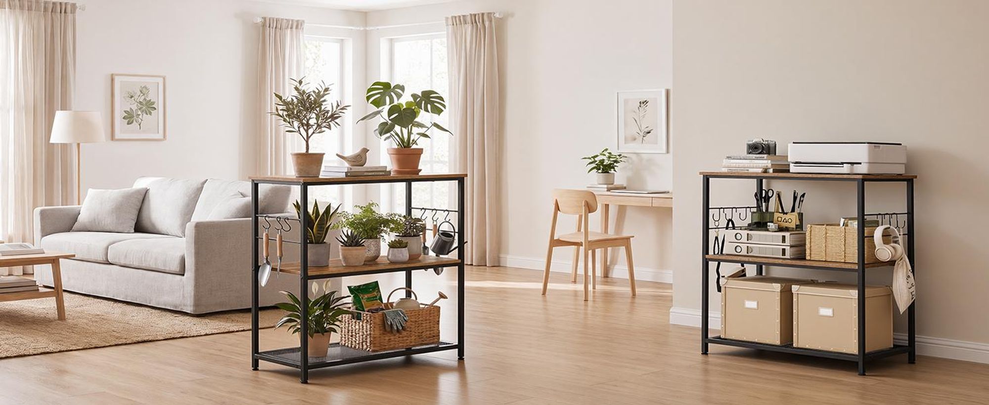 VASAGLE Regal, 80 x 40 x 90 cm, Küchenregal, vintagebraun-schwarz