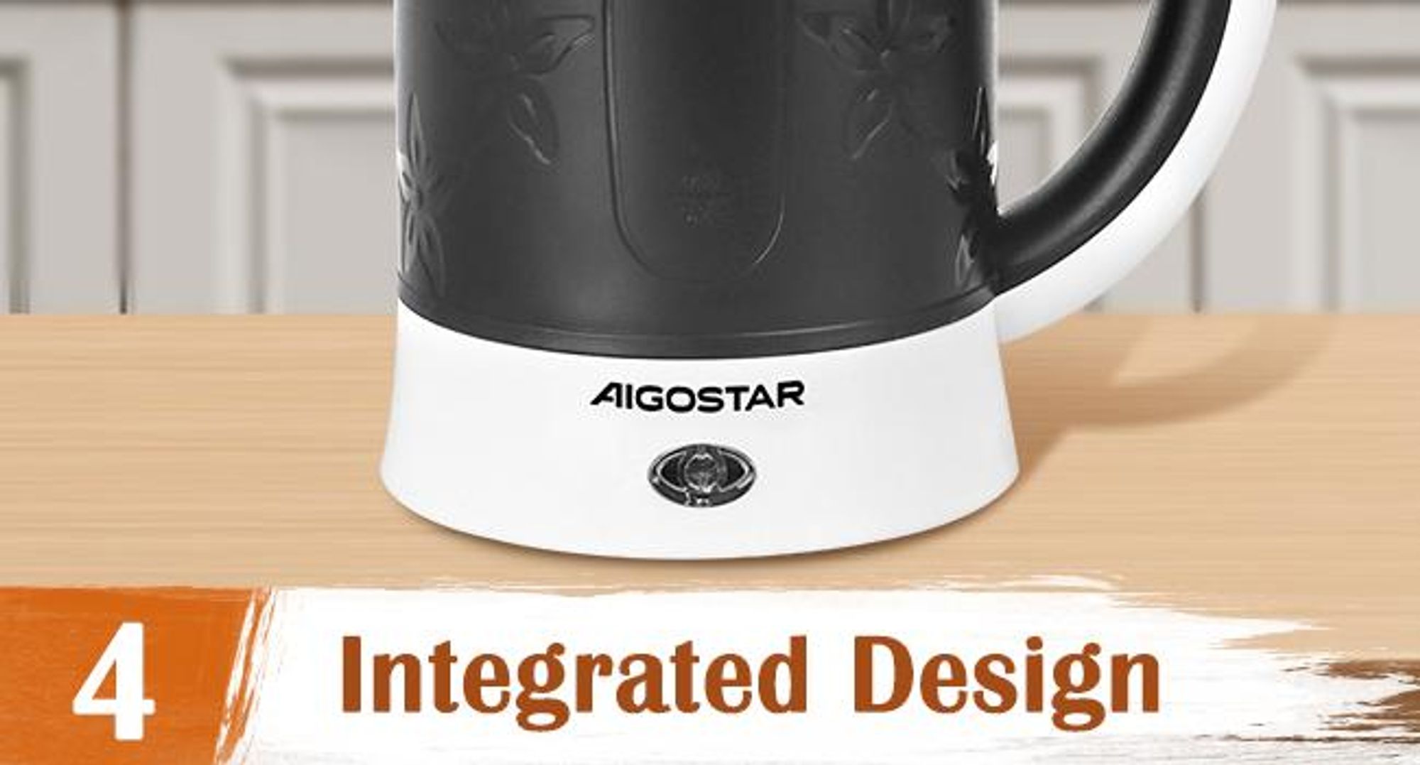 Aigostar - 0,6 L Reisewasserkocher, Mini Wasserkocher Klein 650W, Camping, 2 Tassen und 2 Teelöffel, Abschaltautomatik mit Trockenschutz, Shwarz