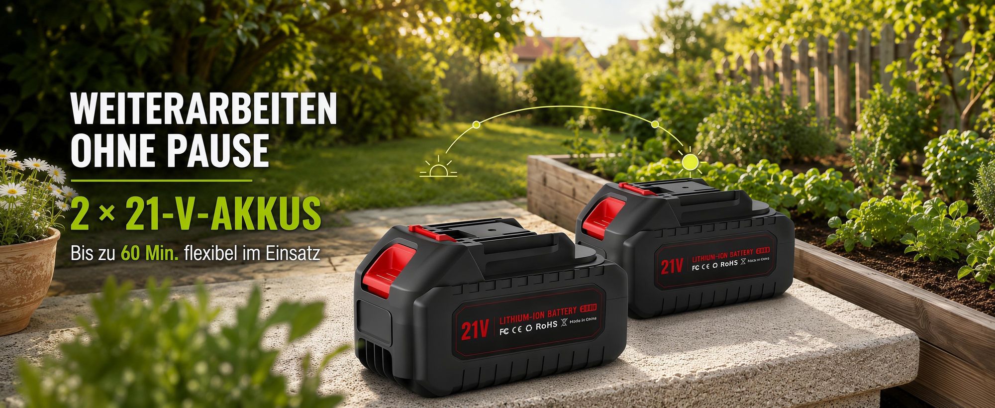 Multifunktionaler Mikro-Tiller, 100mm, elektrische Gartenfräse, 235 U/min, batteriebetriebener Rototiller für Gartenarbeit, 2 Akku und Ladegerät