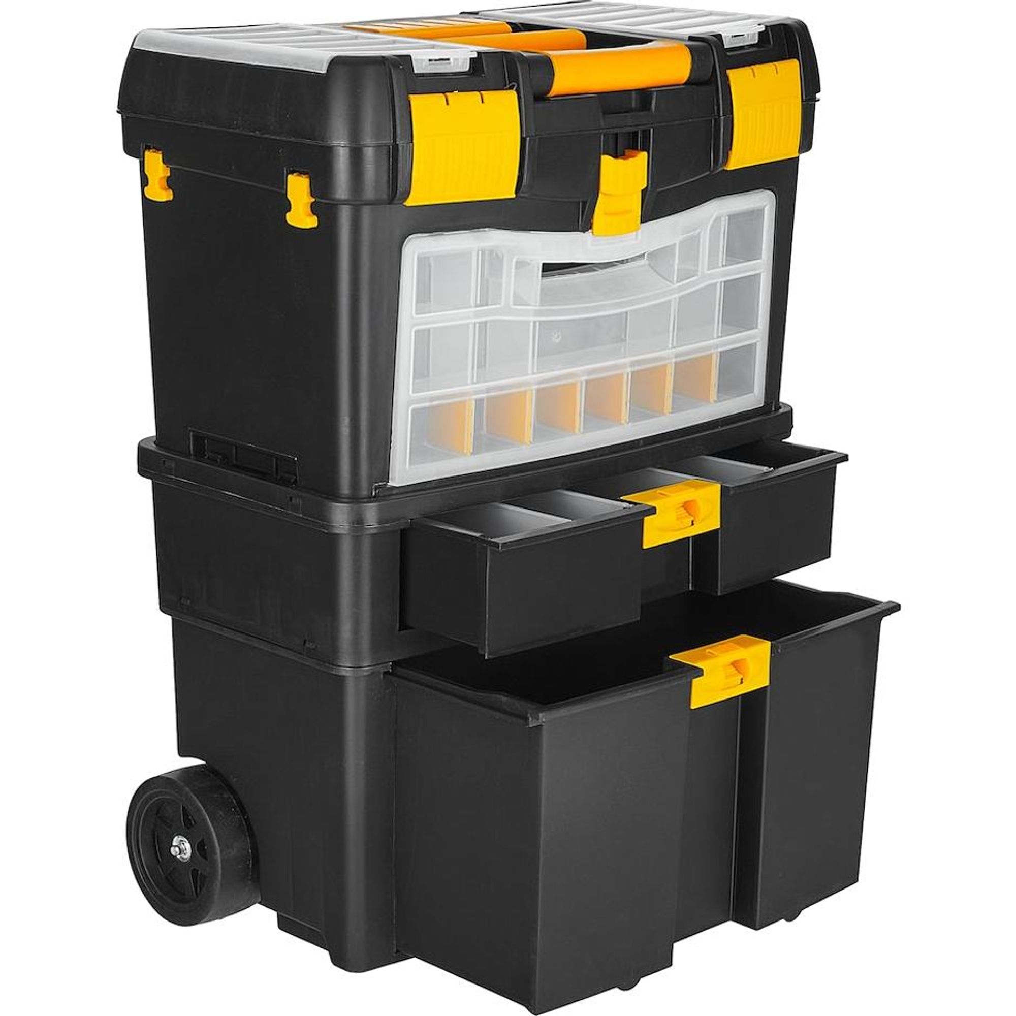 GEKO | Rollende Werkstatt, Werkzeugwagen leer mit 3 modularen Einheiten, Vielseitige Werkzeugbox, für Kleinteile und große Werkzeuge
