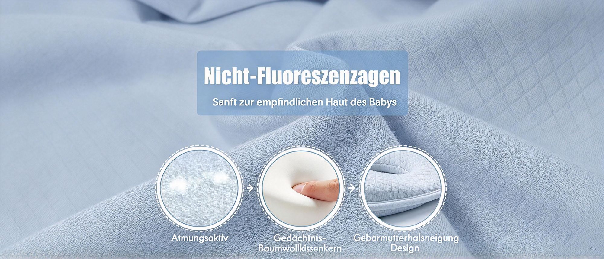 Juksun Babykissen, Orthopädisches Plattkopf und Gegen Plattkopf Babykopfkissen Memory-Schaum-Kissen, Baby Kissen Kopfverformung Plattkopf,Blau