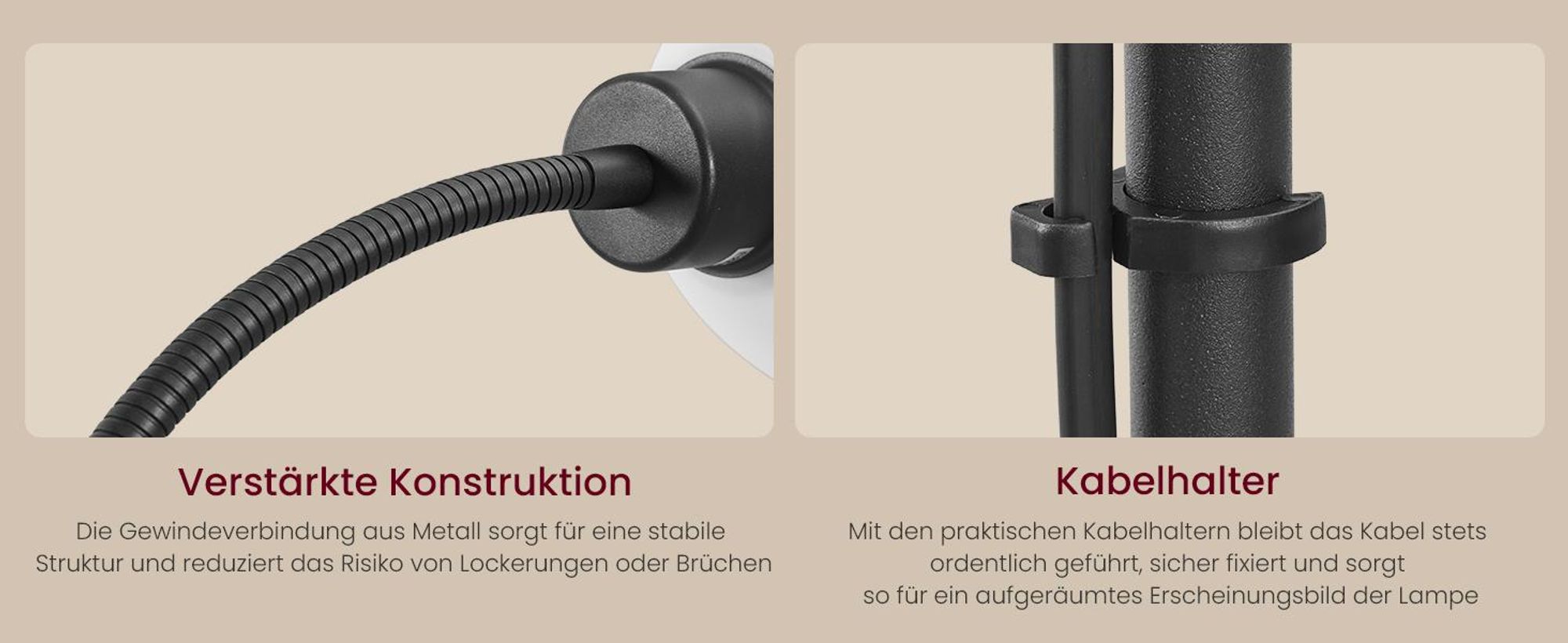 VASAGLE Deckenfluter Stehlampe mit Verstellbarer Leselampe 38,5 x 23,5 x 176 cm Schwarz