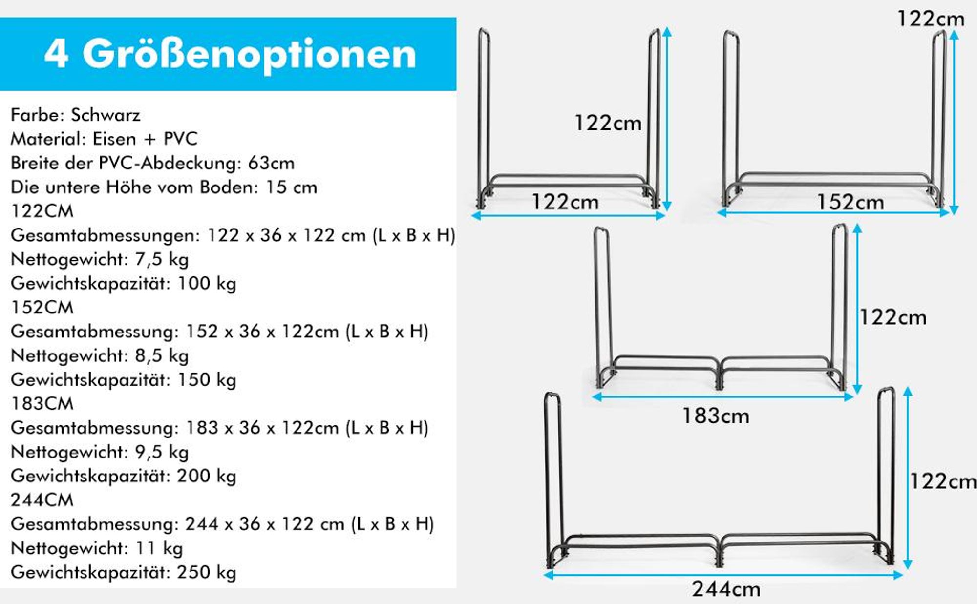 COSTWAY Kaminholzregal Metall, Brennholzregal mit wasserdichter Abdeckung, Kaminholzständer, Feuerholzregal 122,5 x 35,5 x 122,5 cm