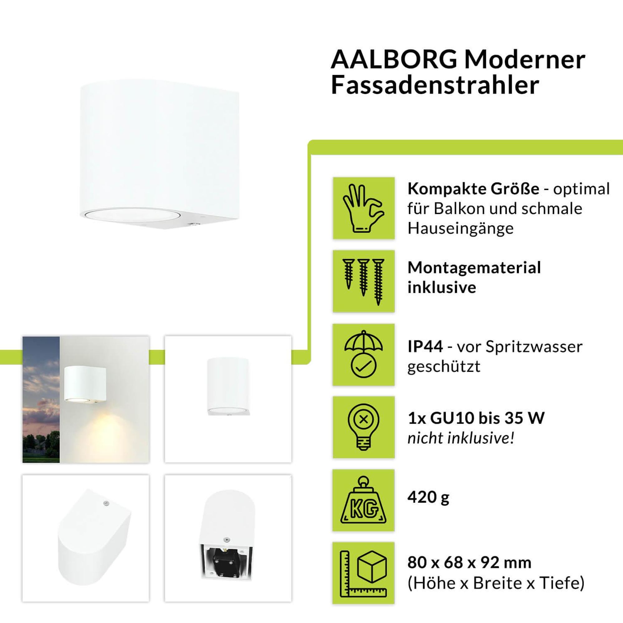 Highlights der AALBORG Außenwandleuchte