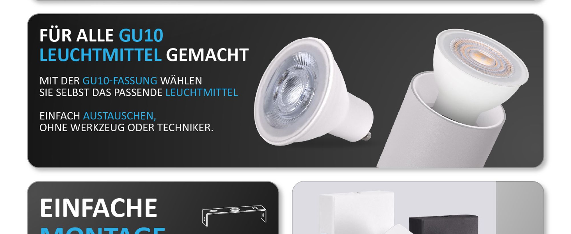 Deckenleuchte schwenkbar weiß Deckenstrahler Wandleuchte 2x GU10 Fassung ProSpot 866-2