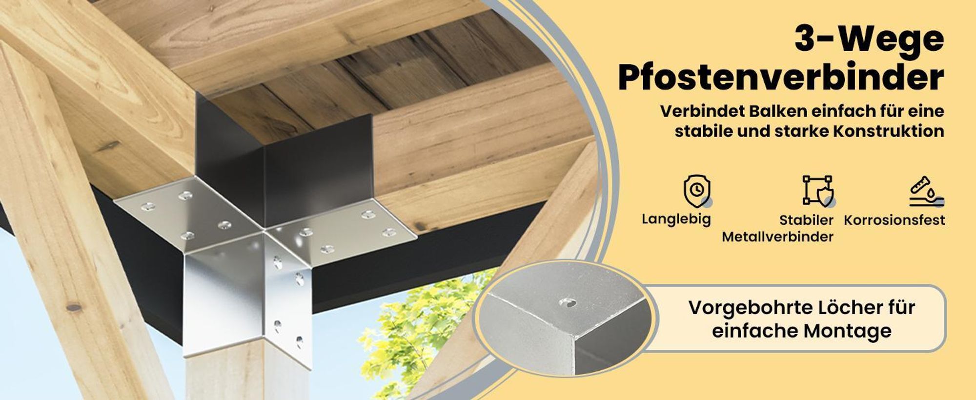 vidaXL Pfostenverbinder 4 Stk. Y-Form Verzinktes Metall 71 x 71 mm