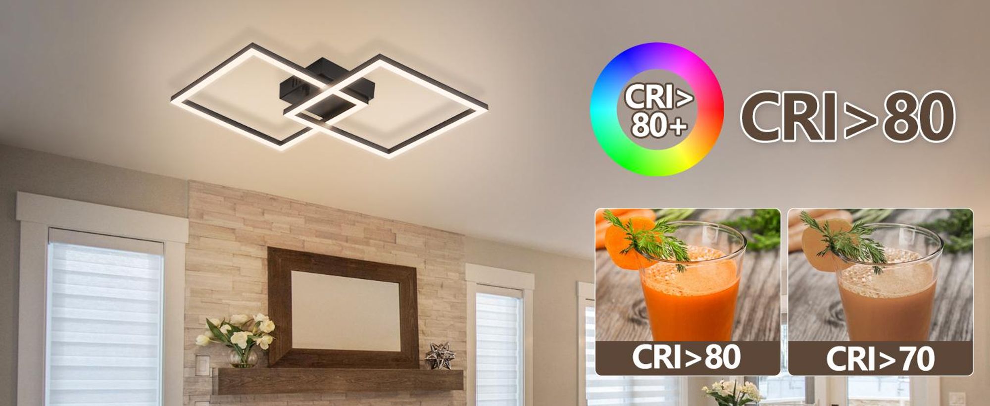 Plafonnier LED ZMH pour chambre à coucher, 24 W, noir ; lampe de salon, 4000 K, blanc neutre ; lampe de cuisine ; plafonnier rectangulaire ; plafonniers pour cuisine et couloir