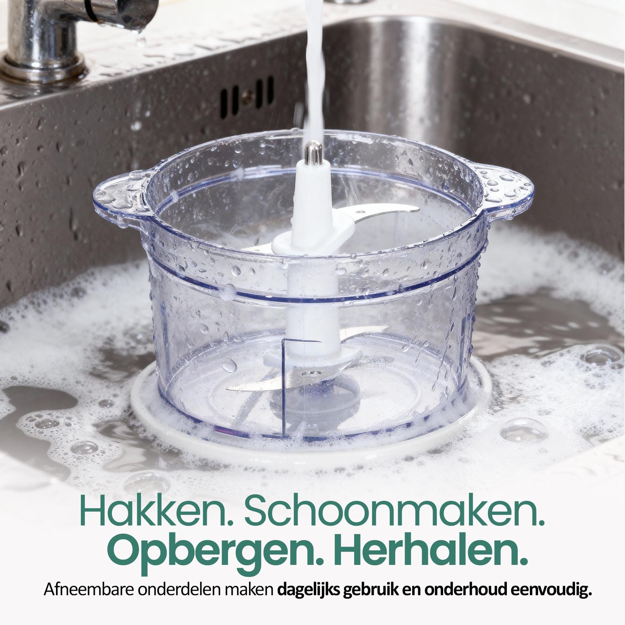 Emerio Elektrische Hakmolen – 260 W – 500 ml – 2 Snelheidsstanden – 4 RVS Messen – Antislipvoetjes – Snoeropbergruimte – MC-122649.2