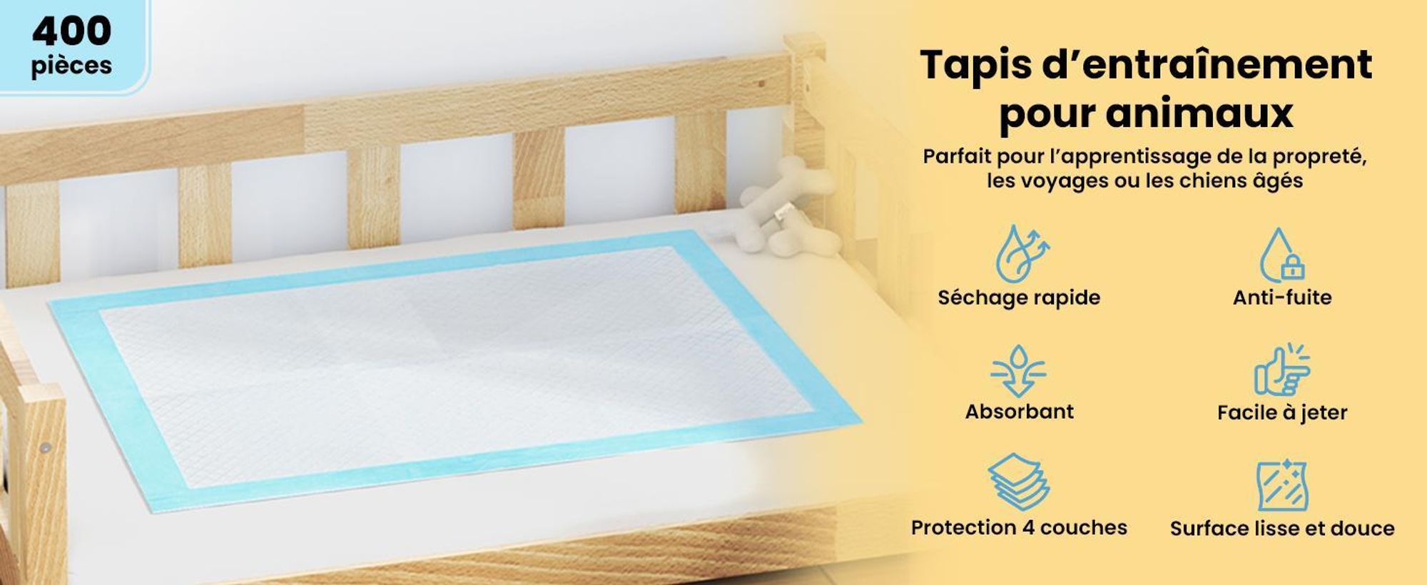 vidaXL Tapis de toilettes pour chiens 400 pcs. 45×33 cm non-tissé