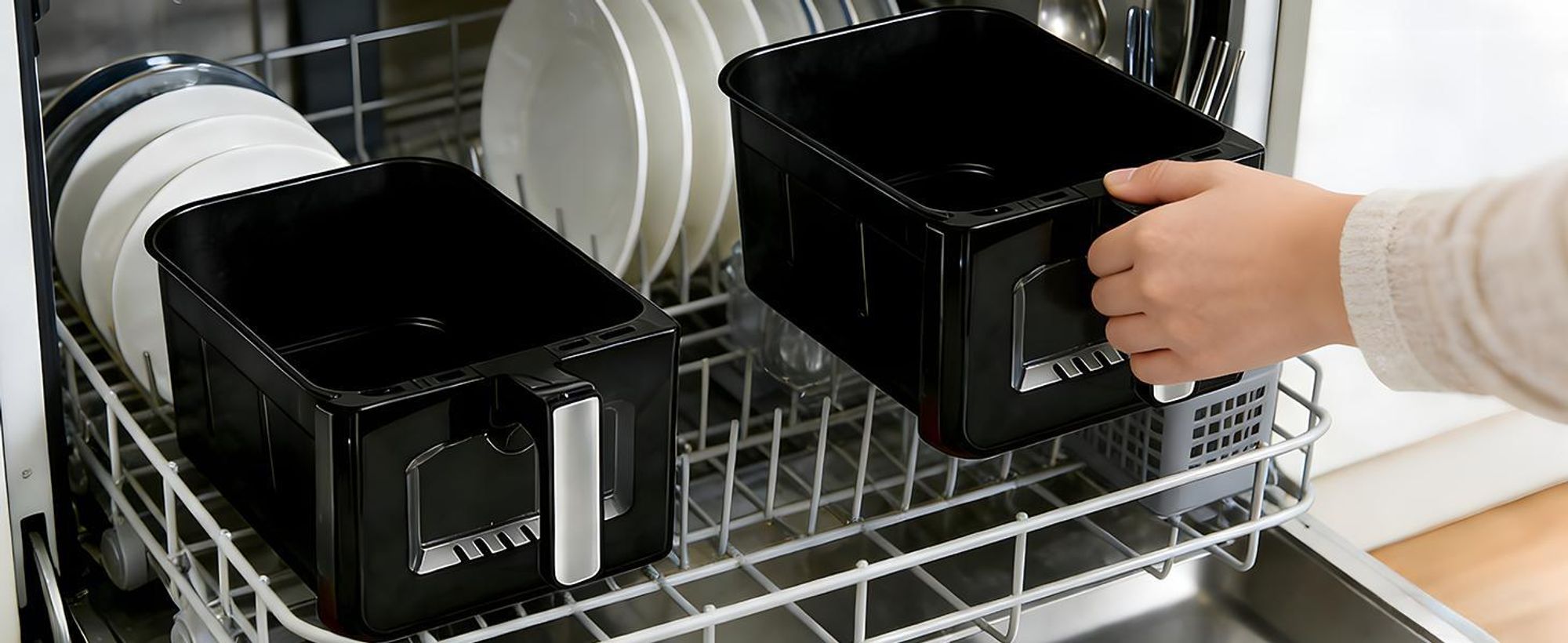ZMH Heißluftfritteuse 2 Kammern 10L XXL  Air fryer doppelkammer Sichtfenster Dual ZoneSYNC DUAL 2200W Touchscreen Timer bis 24h 10 Programmen