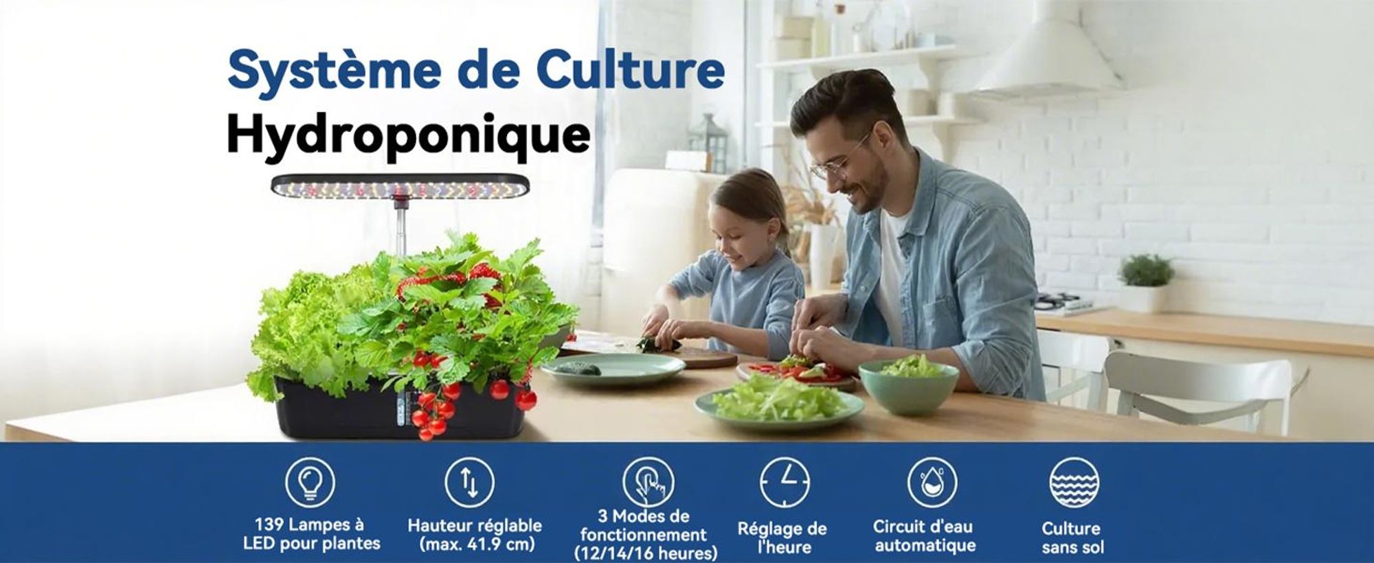 Puluomis Hydroponics Growing System,12 Pods Kit de jardinage d'herbes aromatiques en intérieur avec LED Grow Light Système de jardinage, minuterie automatique, hauteur réglable, réservoir d'eau de 4L