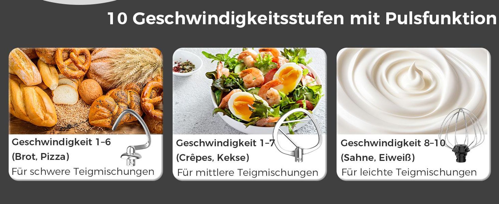 YASHE 1500W Küchenmaschine Knetmaschine mit 4,5+5L Edelstahlschüsseln