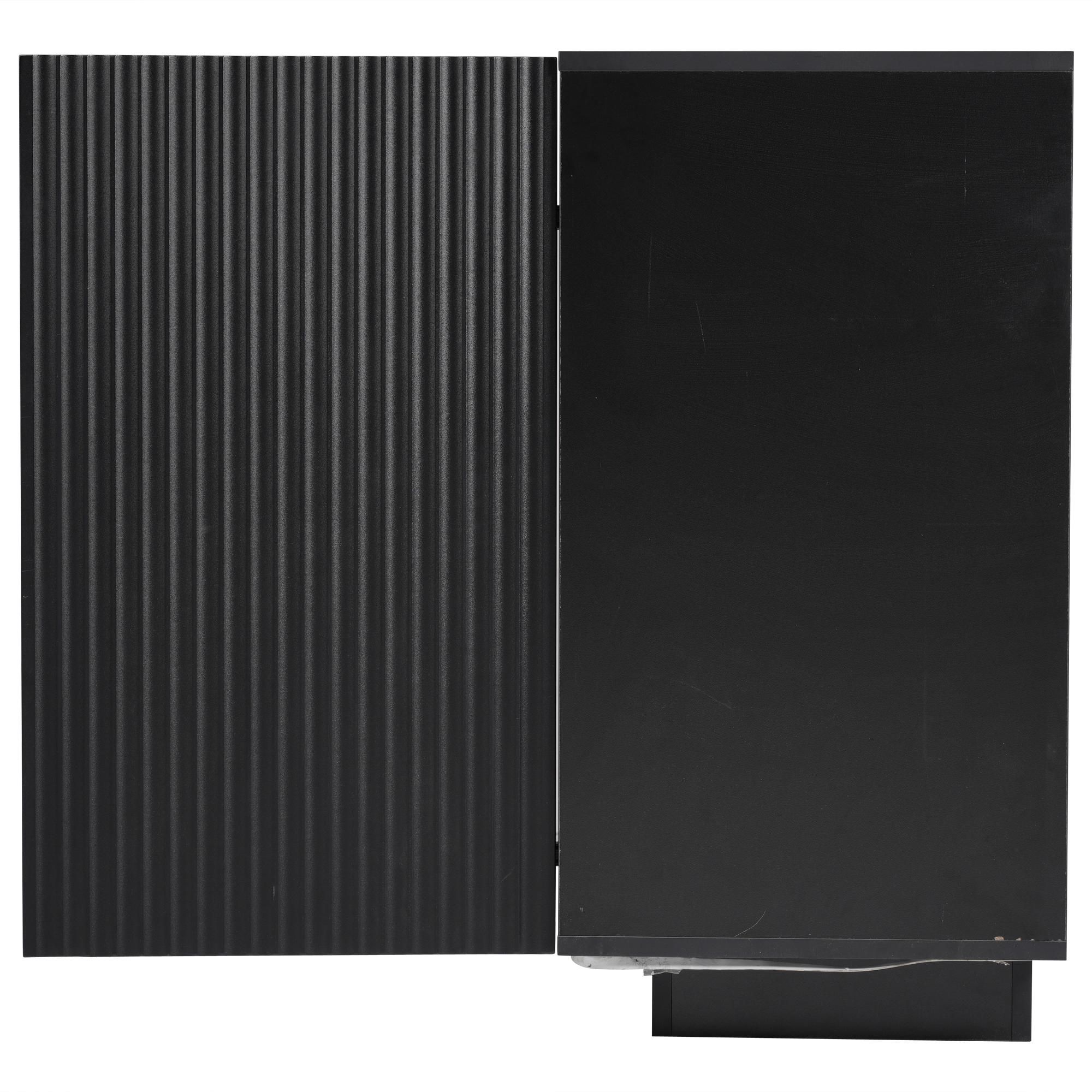 Merax LED-Sideboard 120x40x75 cm in Schwarz-Marmoroptik, Kommode Buffetschrank mit Push-to-Open, RGB-Beleuchtung, Marmor-Optik, 6 Fächer, modern
