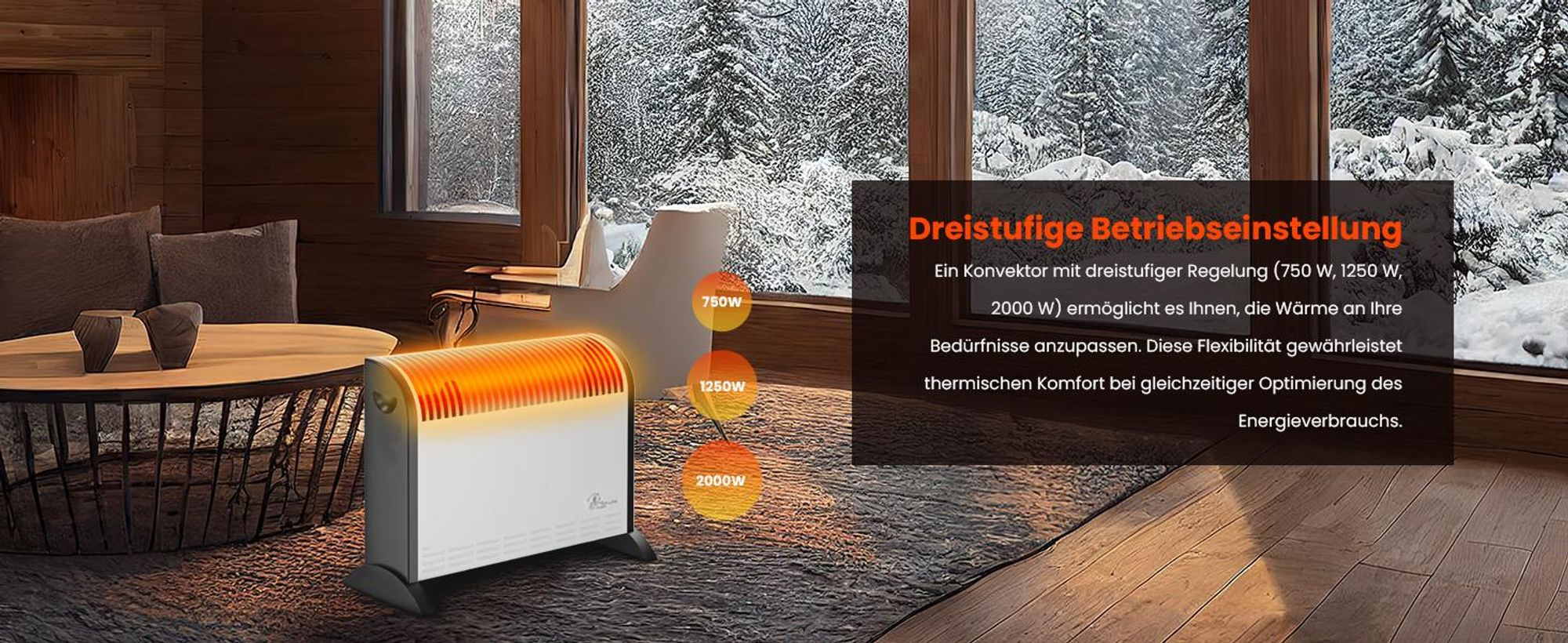 Extralink Konvektorheizung 2000W Elektroheizung Thermostat eingebauter Ventilator