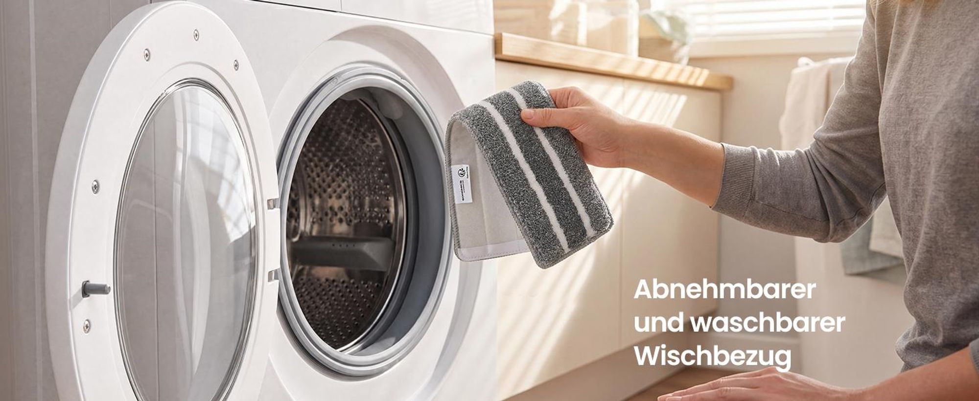 SONGMICS Wischmopp-Set mit Eimer, Bodenwischer, Frisch- und Schmutzwassertrennung, drehbarer Wischkopf, 1 Bezug, grau-rot