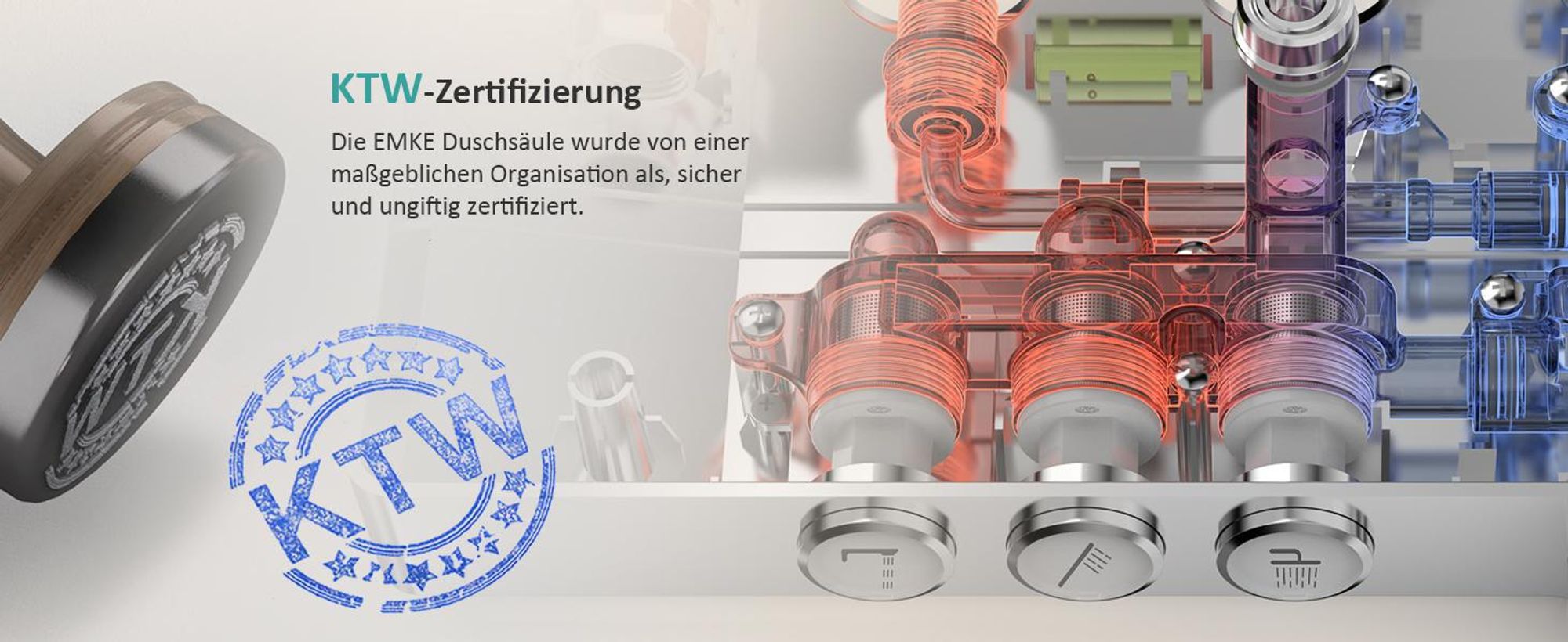 EMKE Duschsystem mit Thermostat Glasablage Handbrause 3 Strahlarten Regendusche, Bad- & Duscharmaturen, Wandmontage, KTW-, Chrom - F09