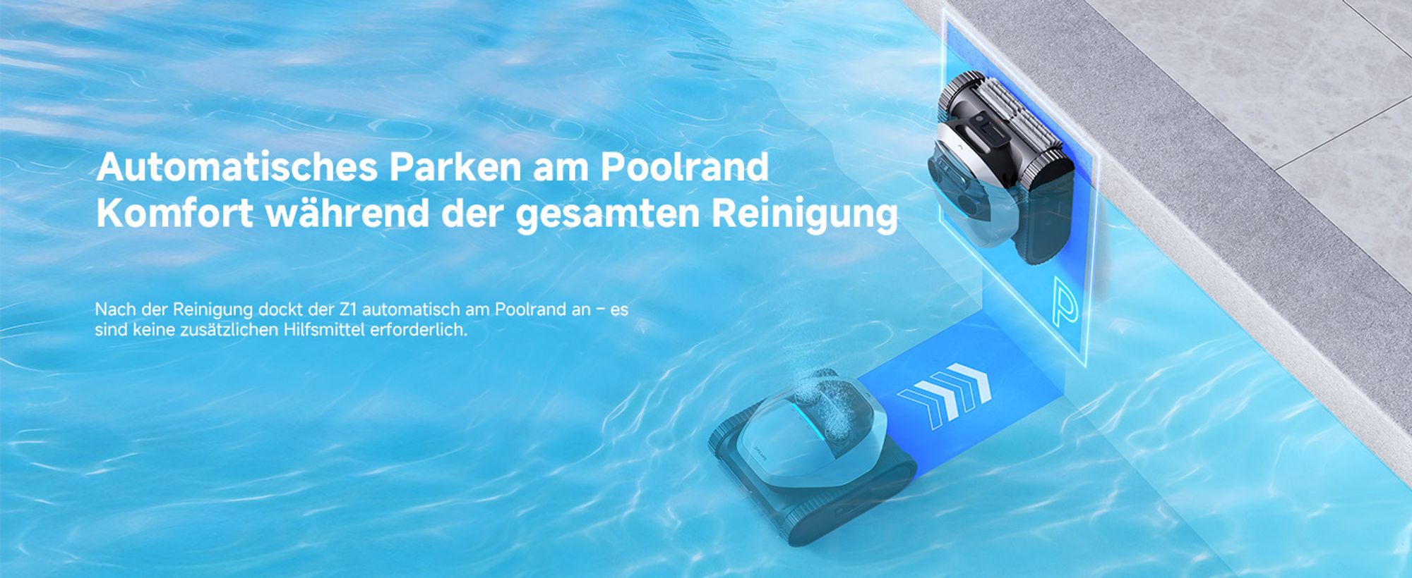 DREAME Poolroboter Z1, Hightech-Poolerkennung & Pfadplanung, hohe Saugleistung, Poolboden, Wand- & Wasserstandslinienreinigung, für Pools bis 180 ㎡
