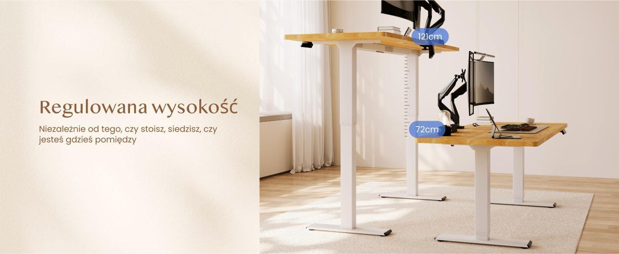 FLEXISPOT QB2 Biurko z regulacją wysokości Elektryczne 200 x 80 cm, 2 MOCNE SILNIKI, nośność 120 kg, ochrona przed kolizją, 4 funkcje pamięci (klon)