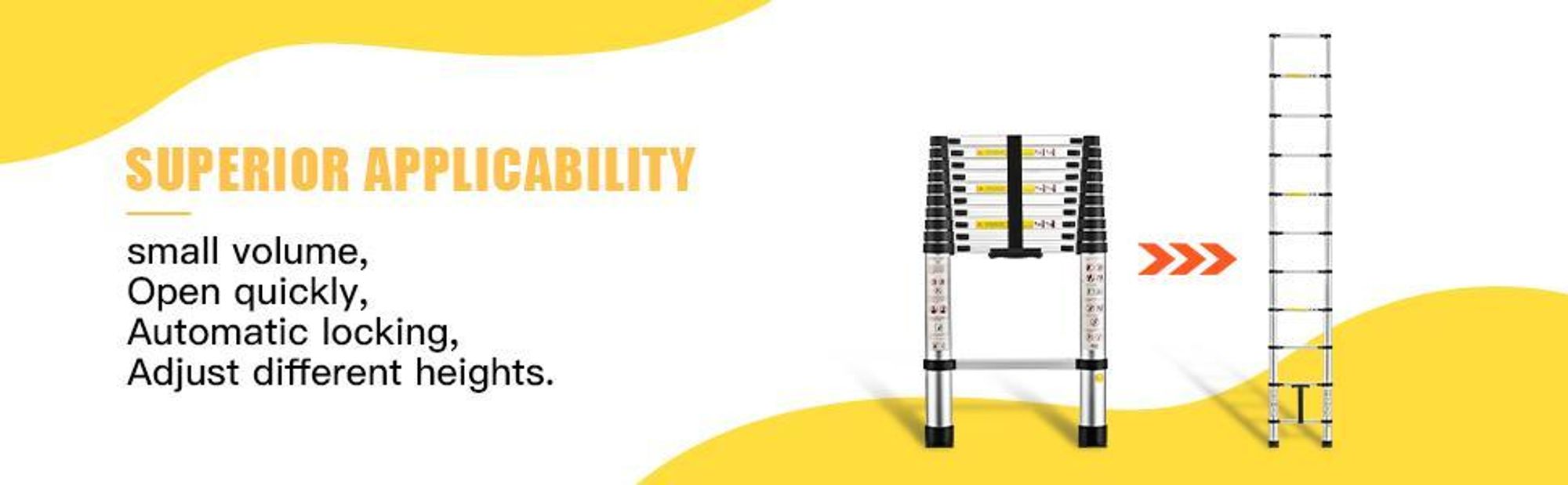 STANEW Échelle Télescopique 6,2M en Aluminium Bricolage Pliable, Accoudoir Amovible et Barre d'équilibre, Extensible Droite Multi-Fonction Ladder