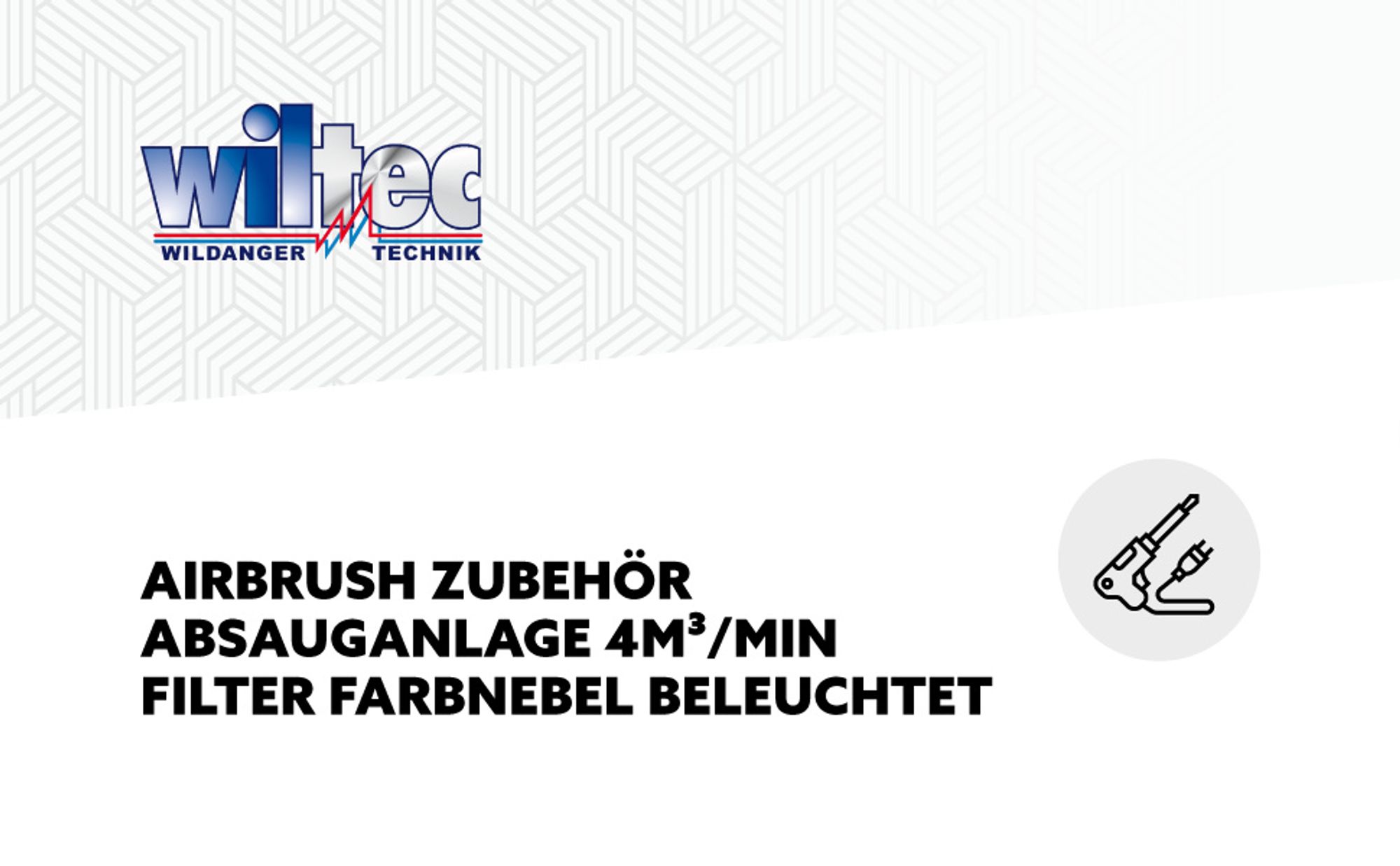 Wiltec Airbrush Absauganlage 4 m³/min, nur 47 dB, zur Absaugung von Farbe Farbnebel Sprühnebel, Filter erweiterbar, mit LED Beleuchtung, Lackierkabine für Airbrush-Arbeiten