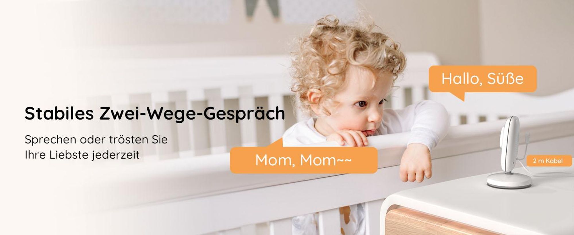 Babyphone mit Kamera 4 Zoll Digital IPS Bildschirm VOX Nachtsicht Temperaturüberwachung Gegensprechfunktion kabellose Videoüberwachung