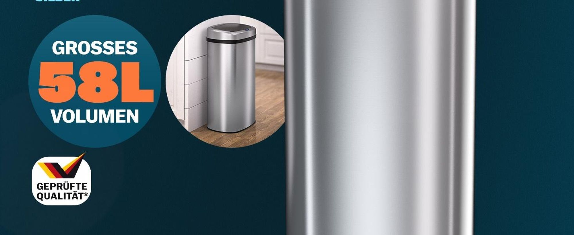 MONZANA Sensor Mülleimer Küche Silber