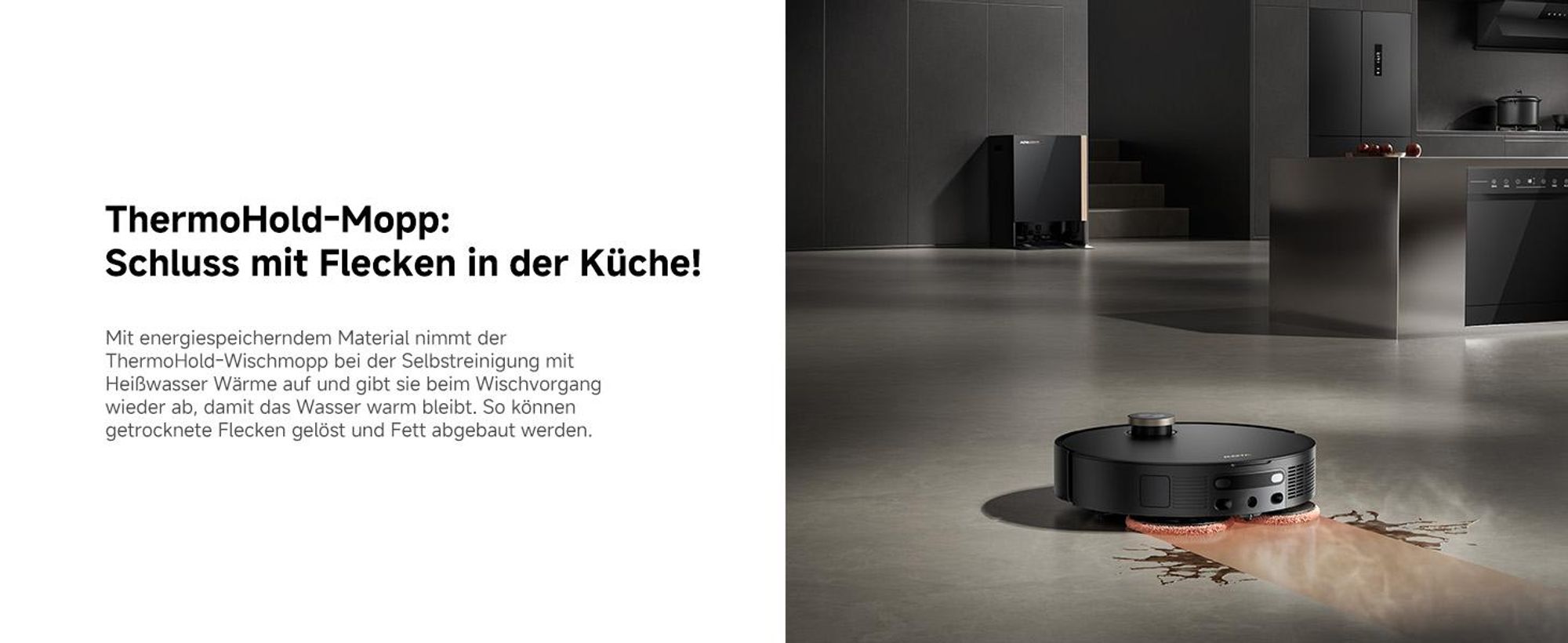 MOVA MOBIUS 60 Saugroboter – MopSwap™, 30.000 Pa, dynamisches Saugrückhaltesystem, 8 cm Hindernis, flexible Navigation, 100 °C PTC für Waschbretter