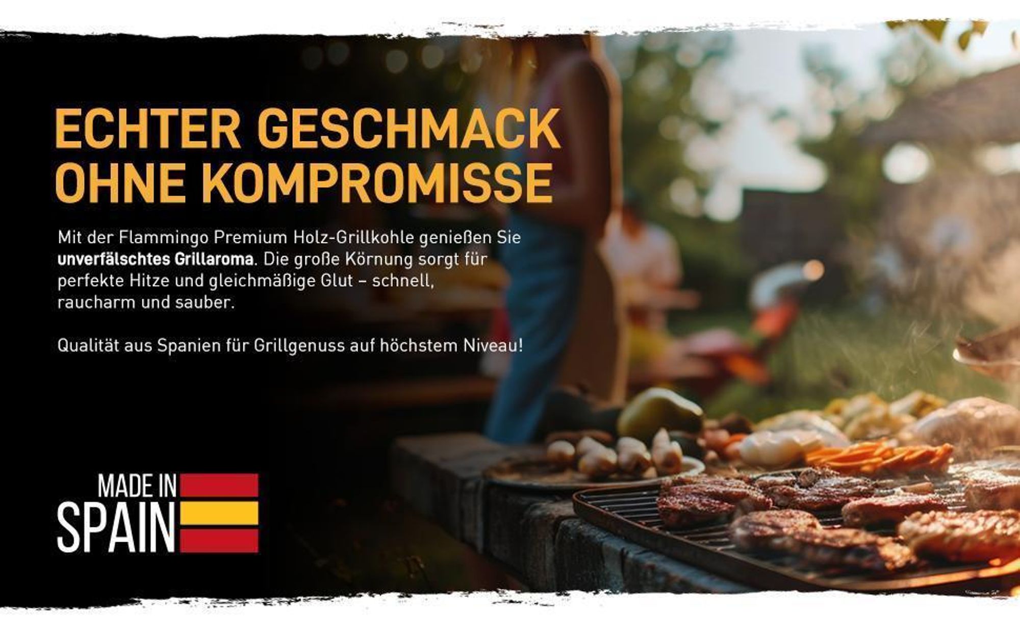 Flammingo® Grillkohle 10kg – Holzkohle aus Hartholz – 100% Naturkohle – extra grob – lange Brenndauer – ideal für Grill, Smoker & BBQ