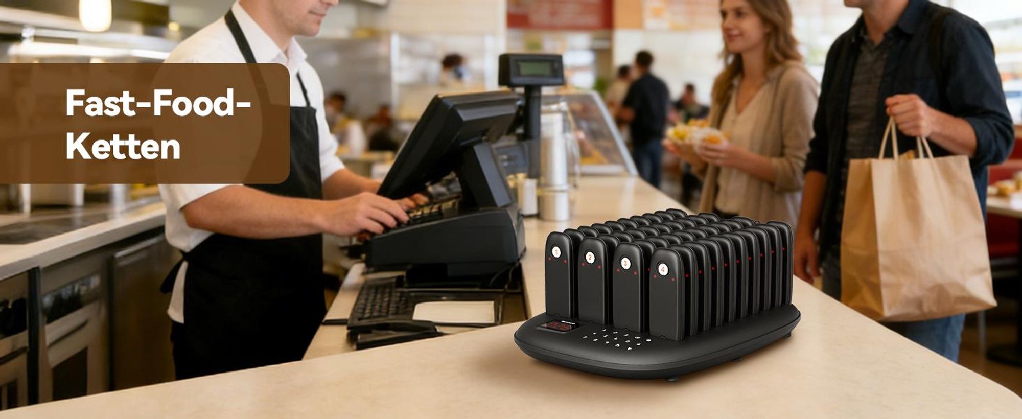 Retekess TD175M Restaurant Pager System, Alarmanlagen, 800 m, 18 Stunden Standby-Zeit , 7 Anrufmodi, One-Touch-Stummschaltung,  40 Mini-Pager für Café