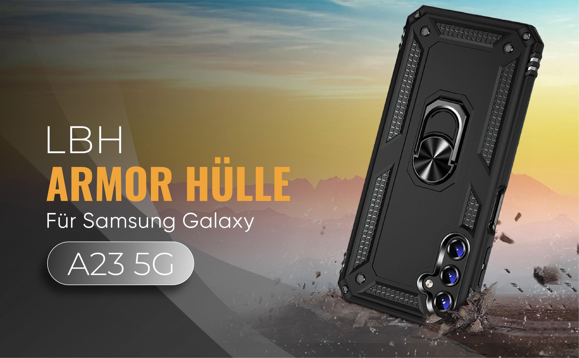 Schwarze Outdoorhülle für Samsung Galaxy A23 5G