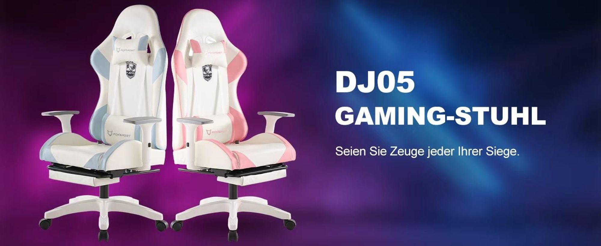 FOXSPORT Gaming Stuhl Bürostuhl Ergonomisch mit einklappbarer Fußstütze+Lendenkissen+ Kopfstütze+flexiblen Armlehnen Computerstuhl bis 150kg Schwarz