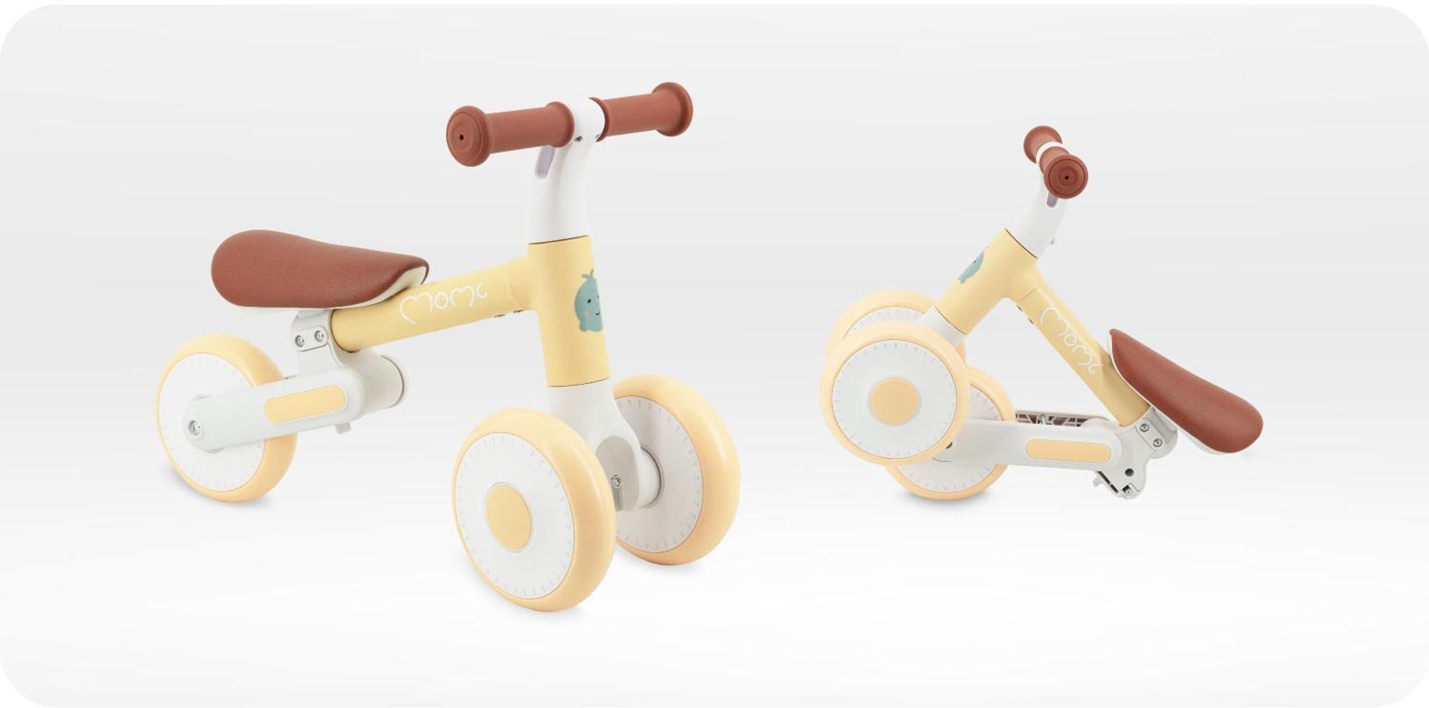 MoMi DEX Laufrad Kinder Fahrrad - Dreirad ohne Pedal, 1-3 Jahre, Klappbar - Gelb