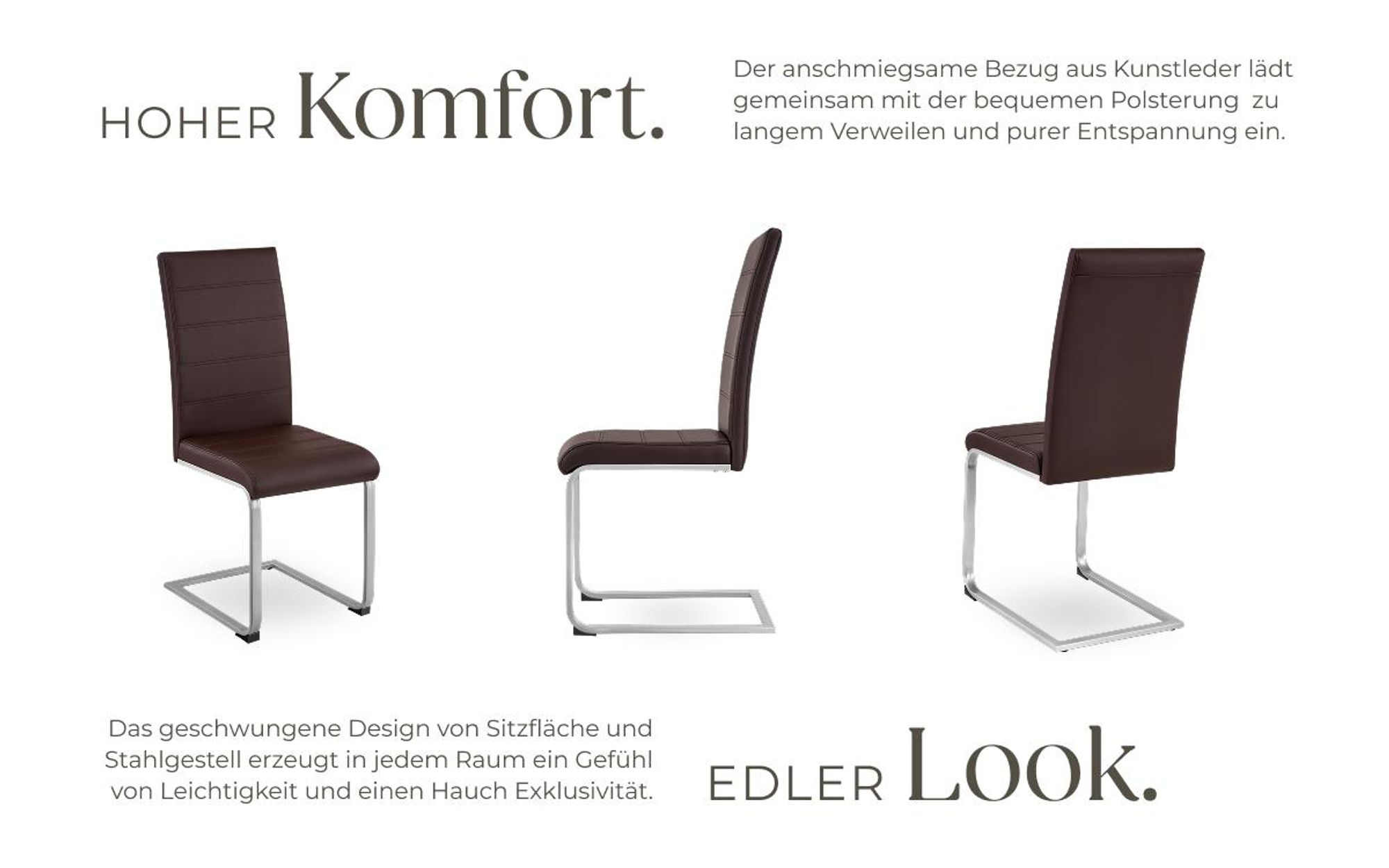 tectake® Set Schwingstuhl Bettina gepolstert mit Kunstlederbezug 41 x 52 x 99 cm