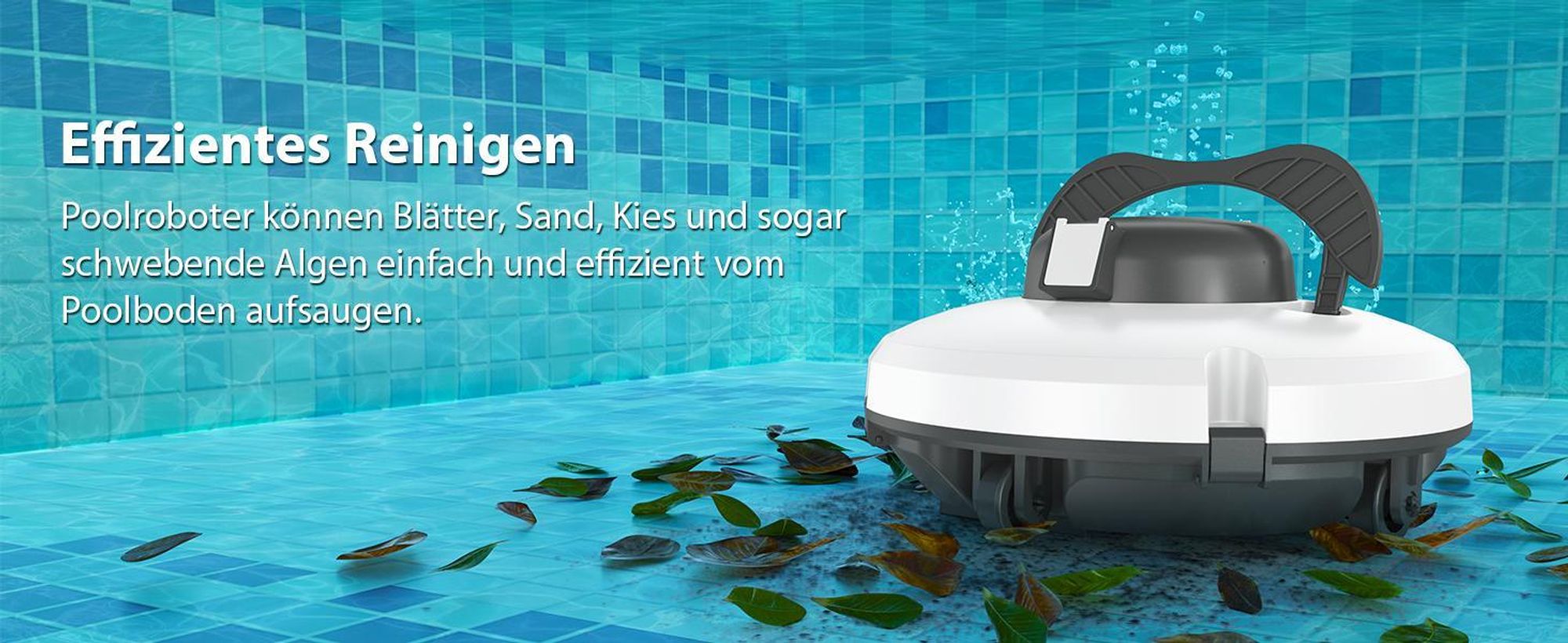 Redkey S100 Kabelloser Poolsauger für Bodenpool, automatischer Poolsauger hält 130 Minuten mit starker Saugkraft, 180μm für oberirdischen/flachen Pool