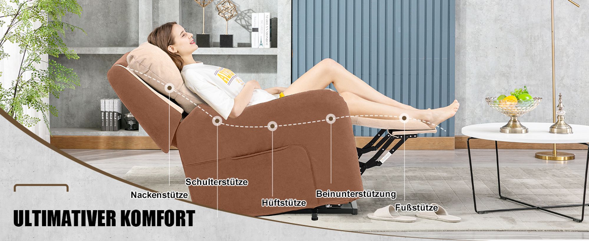 COMHOMA Elektrischer Relaxsessel Massagesessel mit Power Lift, mit SL-Massagefunktion, Ruhesessel Fernsehsessel Fernbedienung mit USB-Anschluss für Se