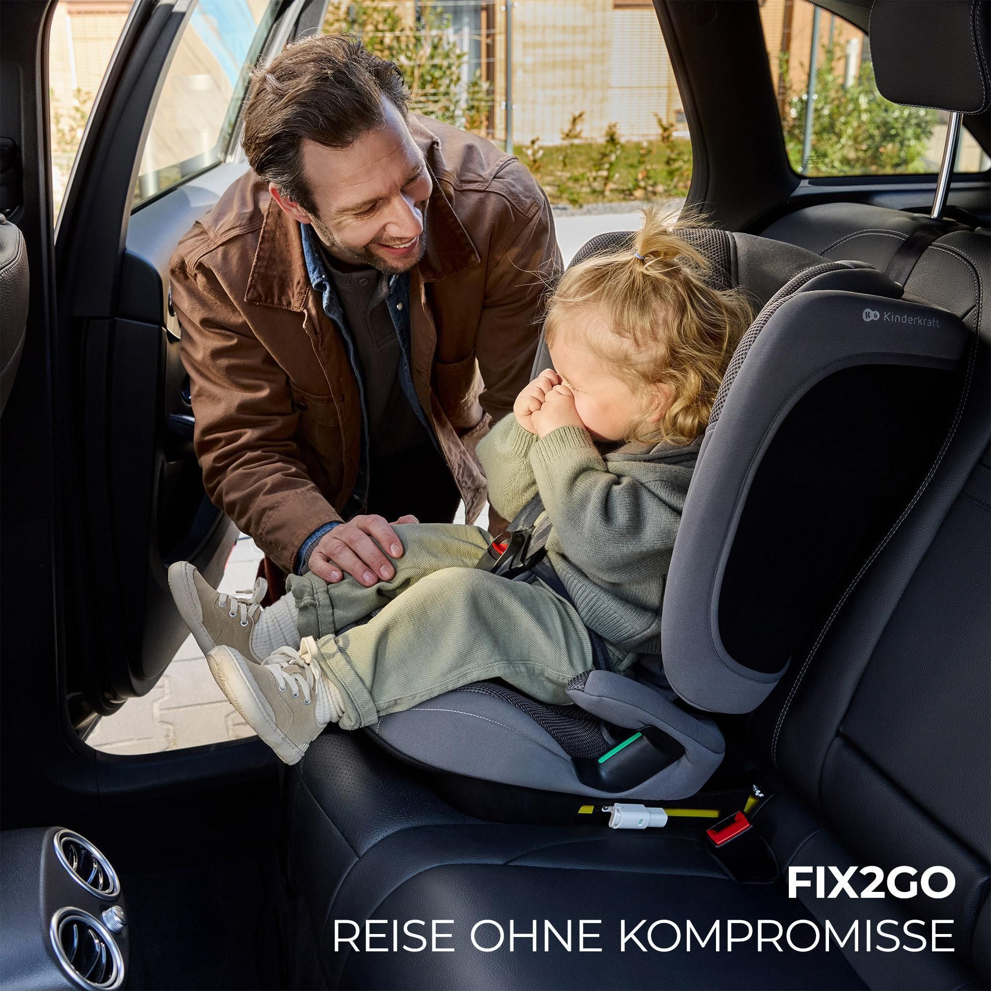Kinderkraft FIX2GO i-Size – Autokindersitz 76–150 cm – ISOFIX – SAFERIDE SENSOR – H-GUARD+ – EASY GROW – klappbar – AIR FLOW – R129 - Navy