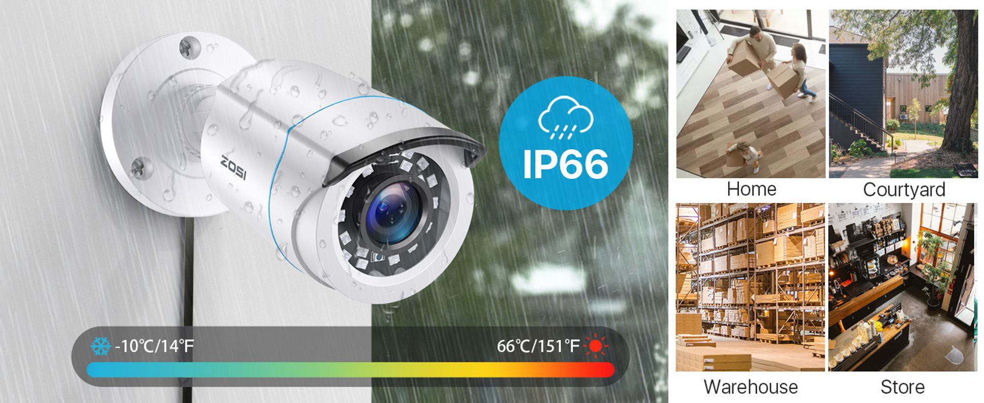 ZOSI 8CH H.265+ DVR Video Überwachungssystem mit 4 Außen 2.0MP Überwachungskamera Set ohne Festplatte, IR Nachtsicht, Bewegungsalarm